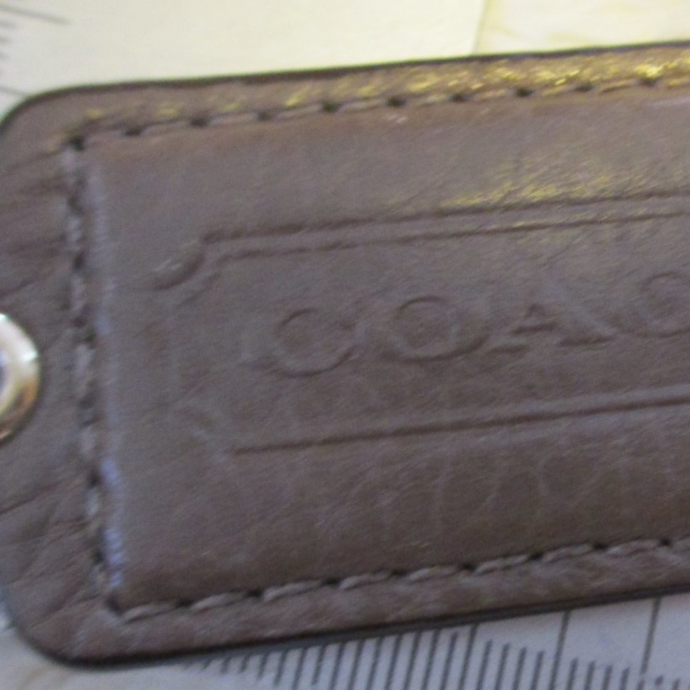Coach leather key chain tag dog tag